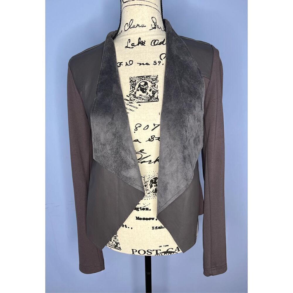 KUT From the Kloth Soft Vegan Suede & Leather Open Drape Jacket S New with Defec
